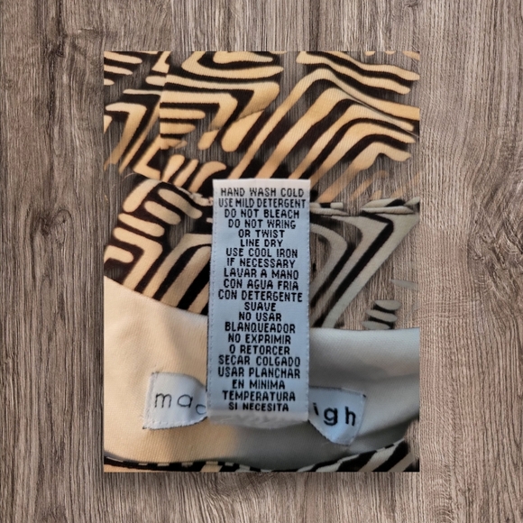 Madison Leigh Black & Tan Midi Dress with Front Cutout & Back Zip, Size 10, EUC - Picture 4 of 4